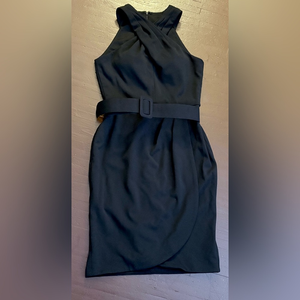 Betsy & Adam Women’s Belted Halter Sheath Dress